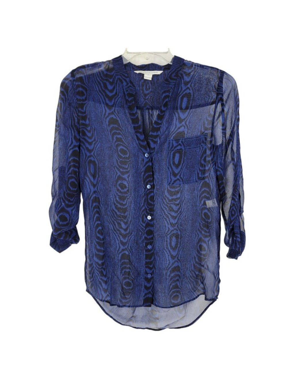 Diane von Furstenberg DVF 2 Gilmore Silk Blouse Abstract Sheer Button Up